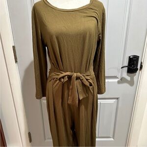 NWT Steve Madden Olive Green Long Sleeve Tie Waist Romper Size L